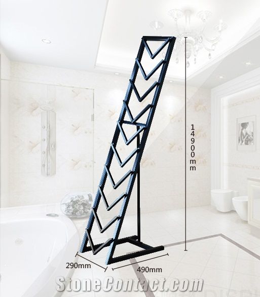 Metal Waterfall Tile Display Stand Racks Stone Sample Display Racks Yellow Flower Stands Slate Display Boards Granite Stands Marble Displays
