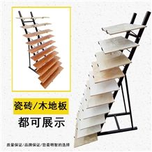 Rotating Ceramic Tile Display Metal Floor Ceramic Tile Display Frame Spinning Ceramic Tile Racks Floor Tile Sample Shelf for White Black Grey Marble Granite Limestone Mosaic