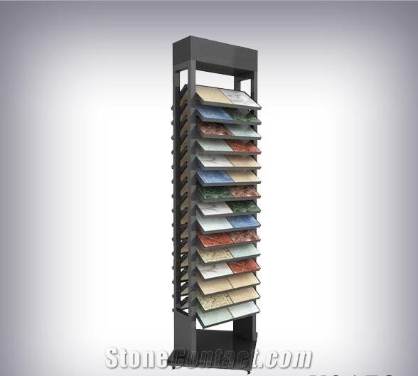 Showroom Flooring Horizonal Sliding Marble Ceramic Tile Display Stand Acrylic Desktop Quartz Stone Displays Stands Quartz Stone and Marble Sample Display Rack