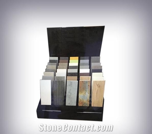 Showroom Flooring Horizonal Sliding Marble Ceramic Tile Display Stand Desktop Quartz Stone Acrylic Displays Stands Acrylic Sample Stone Tabletop Stand
