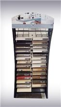 Showroom Flooring Horizonal Sliding Marble Ceramic Tile Display Stand Promotional Floor Sample Display Rack with Logo Printed Marble and Granite Stone Display Stand