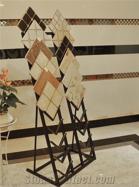 Slate Display Racks White-Marble Display Stands Racks Countertops Stand Racks Tile Exhibition Displays Standard Travertine Brown Flower Stands