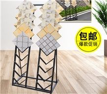 Spinning Floor Wing Tile Sample Board Display Stands Racks for Travertine Onyx Quartzite Sandstone Basalt Slate Ceramic Mosaic