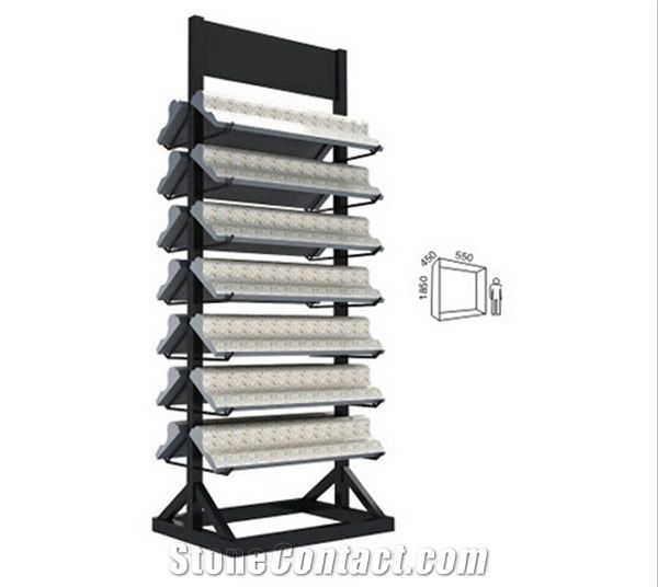 Spinning Stone Display Waterfall Stone Display Rack Floor Waterfall Display Rack Tile Display Racks for Granite Marble Quartz Mosaic Limestone Building Materials