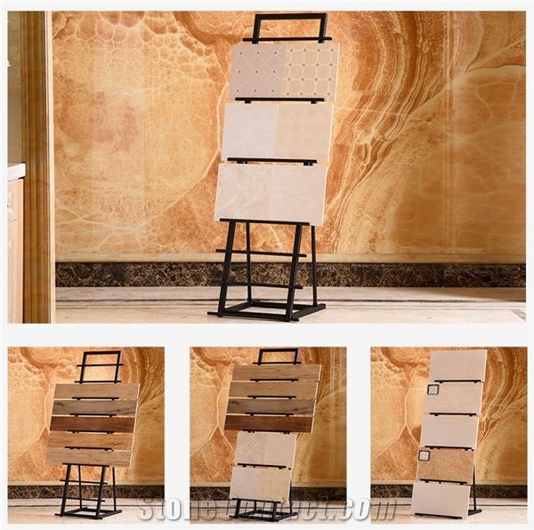 Steel Flooring Tile Display Stand Wing Tile Sample Board Display Metal Floor Tile Display Frame Spinning Ceramic Tile Stands for Ceramic Marble Granite Limestone