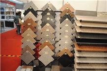 Tile Display Cases Quartz-Stone Stands Black-Granite Displays Quartzite-Slabs Stands Marble Stands Granite Racks Slate Stands Translucent Displays