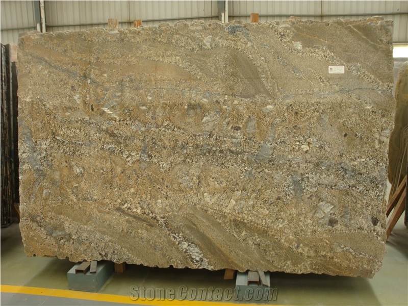 Araras Gold Granite Slab/ Araras Golden Granite/Arara Gold/Brasil Yellow Granite/Polished, Sawn Cut, Sanded, Rockfaced/Brazil/For Floor Applications