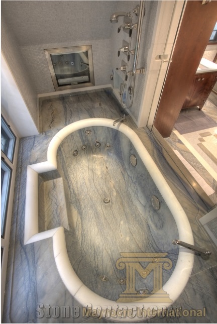 Azul Macauba Bathtub,Azul De Macauba,Azzurro Macaubas/Blue/Brazil/Polished/Bathtub Decks,Bathtub Surround,Bathtub Panels