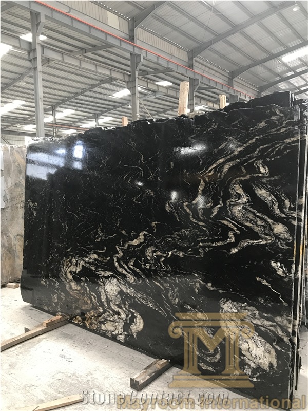 Beautiful Matrix Titanium(Rough Grain),Cosmic Black Titanium,Titanium Mc Granite,Titanium Black,Polished, Slabs,Brazil,Black,Kitchen Counter Tops, Wall Application