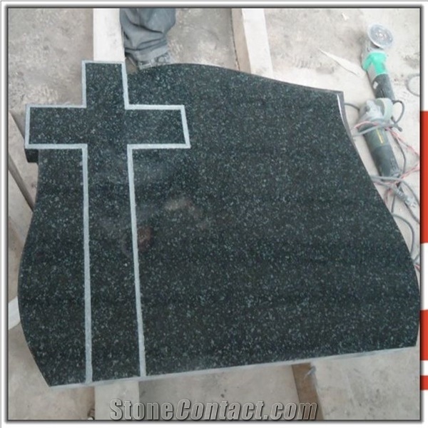 Beida Dark Green Granite Polished Tombstone
