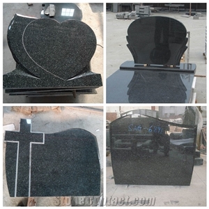 Beida Dark Green Granite Polished Tombstone