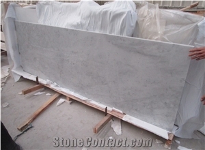 Bianco Carrara White Marble Polished Countertop with Beveled Edge, Italy Cheap White Marble Countertops Kitchen Bathroom Decoration, Worktops, Bar Tops