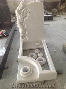 Cararra White / Hunan White Marble Tombstone Engraved Monuments
