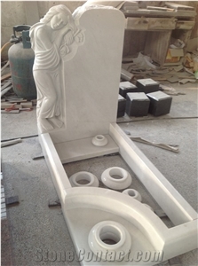 Cararra White / Hunan White Marble Tombstone Engraved Monuments