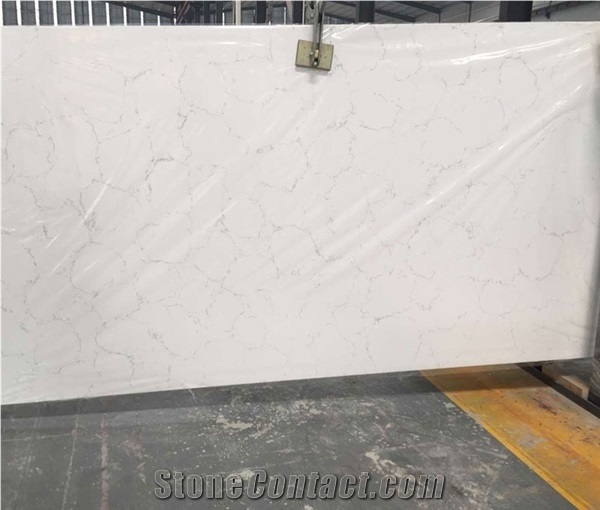 Carrara White Marble Looking Quartz Slab