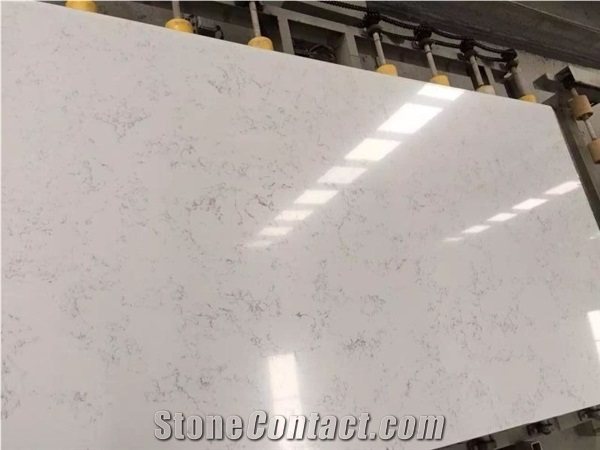 Carrara White Marble Looking Quartz Slab