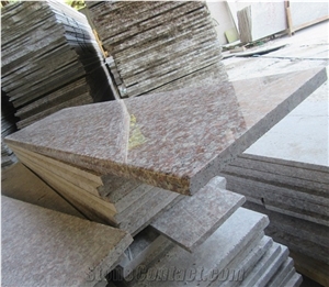 Cheap Red Granite Peach Red G687 Polished Stone Steps Risers Granite Stairs, Polished Peach Blossom Red Gutian G687 Treads, G3567 Grantie Staircase