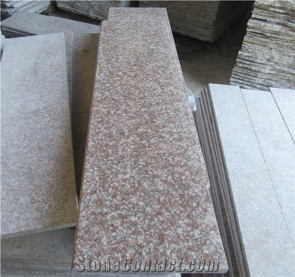 Cheap Red Granite Peach Red G687 Polished Stone Steps Risers Granite Stairs, Polished Peach Blossom Red Gutian G687 Treads, G3567 Grantie Staircase