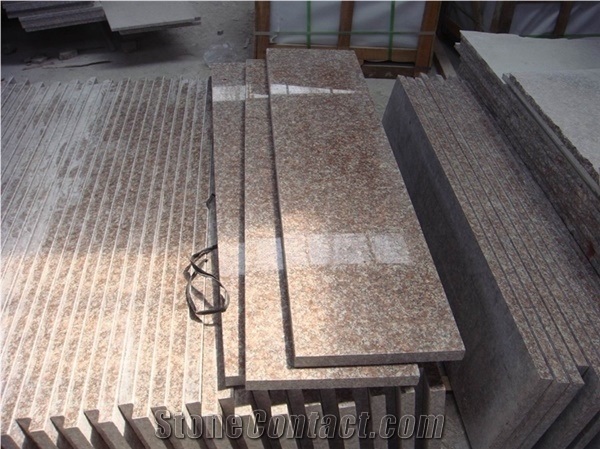 Cheap Red Granite Peach Red G687 Polished Stone Steps Risers Granite Stairs, Polished Peach Blossom Red Gutian G687 Treads, G3567 Grantie Staircase