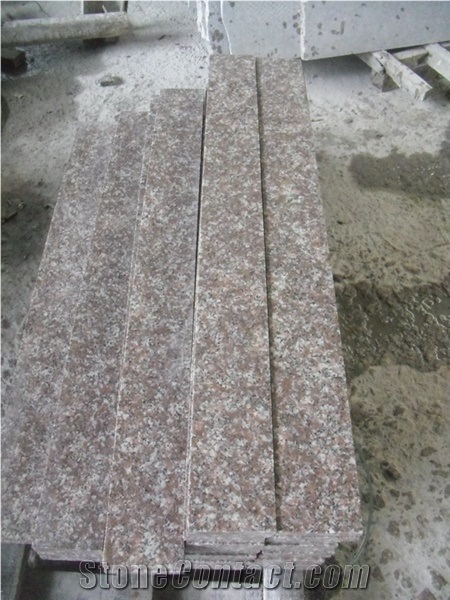 Cheap Red Granite Peach Red G687 Polished Stone Steps Risers Granite Stairs, Polished Peach Blossom Red Gutian G687 Treads, G3567 Grantie Staircase