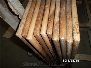 China Popular Cheap Wooden Vein Brown Marble Cut to Size Polished Countertop for Kitchen, Bar with Bevel Edge, Yellow Natural Building Stone Worktops, Desk Island Bar Tops, Villa Project