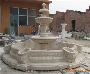 China White Marble Garden Fountains / Human Sculptured Handcarved Exterior Fountains for Garden Decoration