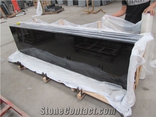 Indian Popular Cheap Absolute Black Galaxy Granite Polished Kitchen, Desk, Bar Tops, Worktops with Round/Bullnose Edge,Natural Building Stone Bench Tops for Hotels Decoration Use