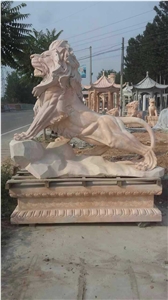 Lion, Wanxia Red Marble Sculpture & Statue