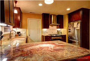 Nacarado Kitchen Countertops,Van Gogh Quartzite,Crema Onicciato,Aurora Dorado,Beige,Polished,Brazil,Kitchen Tops,Backsplash