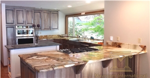 Palomino Kitchen Tops,Stone Wood Quartzite,Palomino Gold,Yellow,Polished,Brazil, Kitchen Backsplash