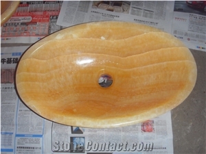 Turkey Popular Cheap Honey Onyx Round Wash Basin/Bowl Sinks for Bathroom, Hotel Toilet Project Use, Natural Building Stone Decoration Vessel Sinks, European Style