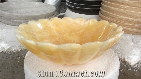 Turkey Popular Cheap Honey Onyx Round Wash Basin/Bowl Sinks for Bathroom, Hotel Toilet Project Use, Natural Building Stone Decoration Vessel Sinks, European Style