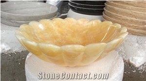 Turkey Popular Cheap Honey Onyx Round Wash Basin/Bowl Sinks for Bathroom, Hotel Toilet Project Use, Natural Building Stone Decoration Vessel Sinks, European Style