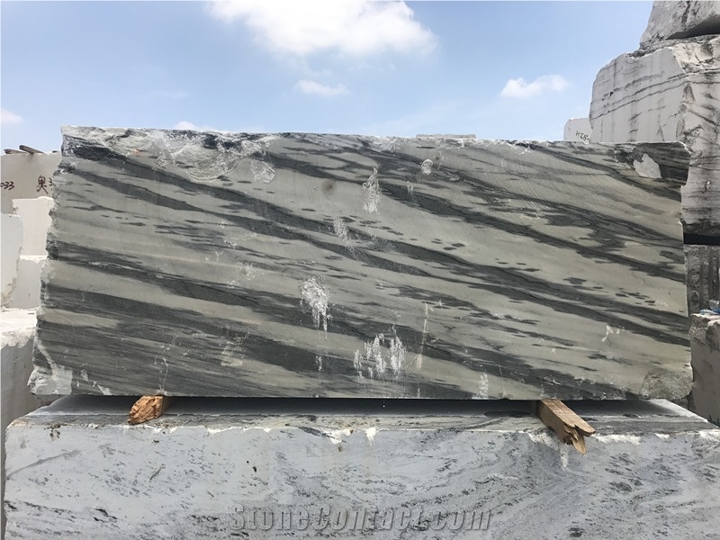 White Panda Block, White Marble, Panda White, White with Black Net Viens, Panda White Jade Marble Block