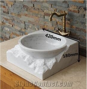 Artistic Design Sinks for Bathroom Round Sink Wash Bowls Oval Sinks Bianco Carrarra White Marble Basins