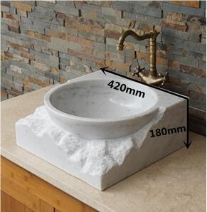 Artistic Design Sinks for Bathroom Round Sink Wash Bowls Oval Sinks Bianco Carrarra White Marble Basins