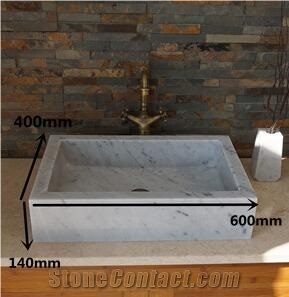 Manmade Stone Basin Bianco Carrarra White Rectangle Sinks for Sale Bathroom Kitchen Sinks