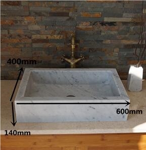 Manmade Stone Basin Bianco Carrarra White Rectangle Sinks for Sale Bathroom Kitchen Sinks