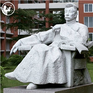 Granite G633 G612 G681,Sculpture Of Seated Luxun Who Stretchs His Legs,The Statue Of Meditation,Garden Campus Decoration Costom Art Design Handicaft Carving,