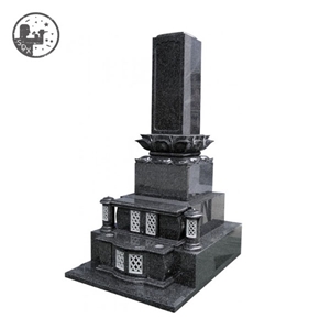Granite,Japanese Style Design Tombstone with Lotus Flower,Custom Gravestone with Cutin Lantern,European Single Couple Family Headstones