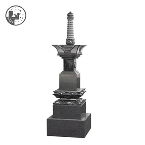 Granite,Japanese Style Design Tombstone with Lotus Flower,Custom Gravestone with Cutin Lantern,European Single Couple Family Headstones