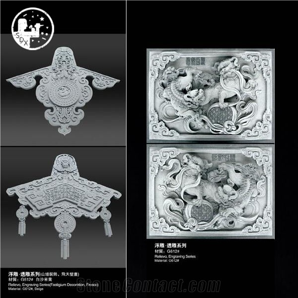 Handcraft Relief Granite Design,Hand Carved Flower Natural Stone Pattern for Wall Decoration,Modern Statue Design,Engraved G654 Granite Reliefs&Relieve/ Granite Wall Reliefs