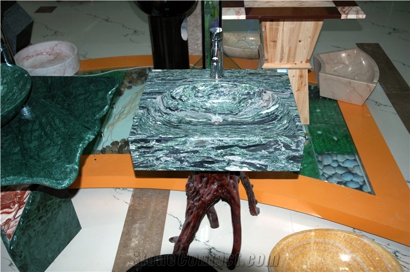 Cloud Green Sinks Marble Bath Tops
