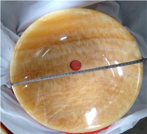 Crystal Yellow Marble, Resin Yellow Marble, Bathroom Sinks, Wash Basins, Round Sinks, Round Basins,Polished, Honed