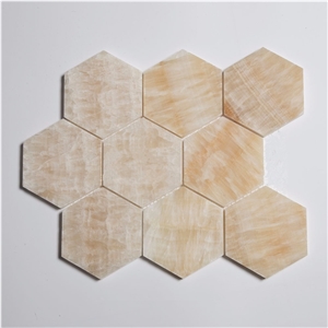 3 Inch Yellow Onyx Mosaic Hexagon Stone Mosaic, Chinese Honey Onyx Mosaic Tile