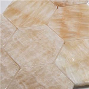 3 Inch Yellow Onyx Mosaic Hexagon Stone Mosaic, Chinese Honey Onyx Mosaic Tile
