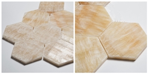 3 Inch Yellow Onyx Mosaic Hexagon Stone Mosaic, Chinese Honey Onyx Mosaic Tile
