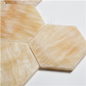 3 Inch Yellow Onyx Mosaic Hexagon Stone Mosaic, Chinese Honey Onyx Mosaic Tile