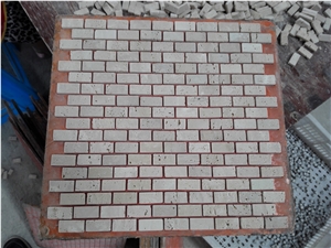 Beige Travertine Subway Mosaic Tile , Travertine Machine Cut Mosaic Tile
