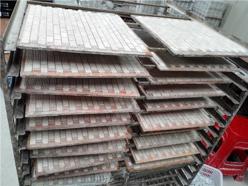 Beige Travertine Subway Mosaic Tile , Travertine Machine Cut Mosaic Tile